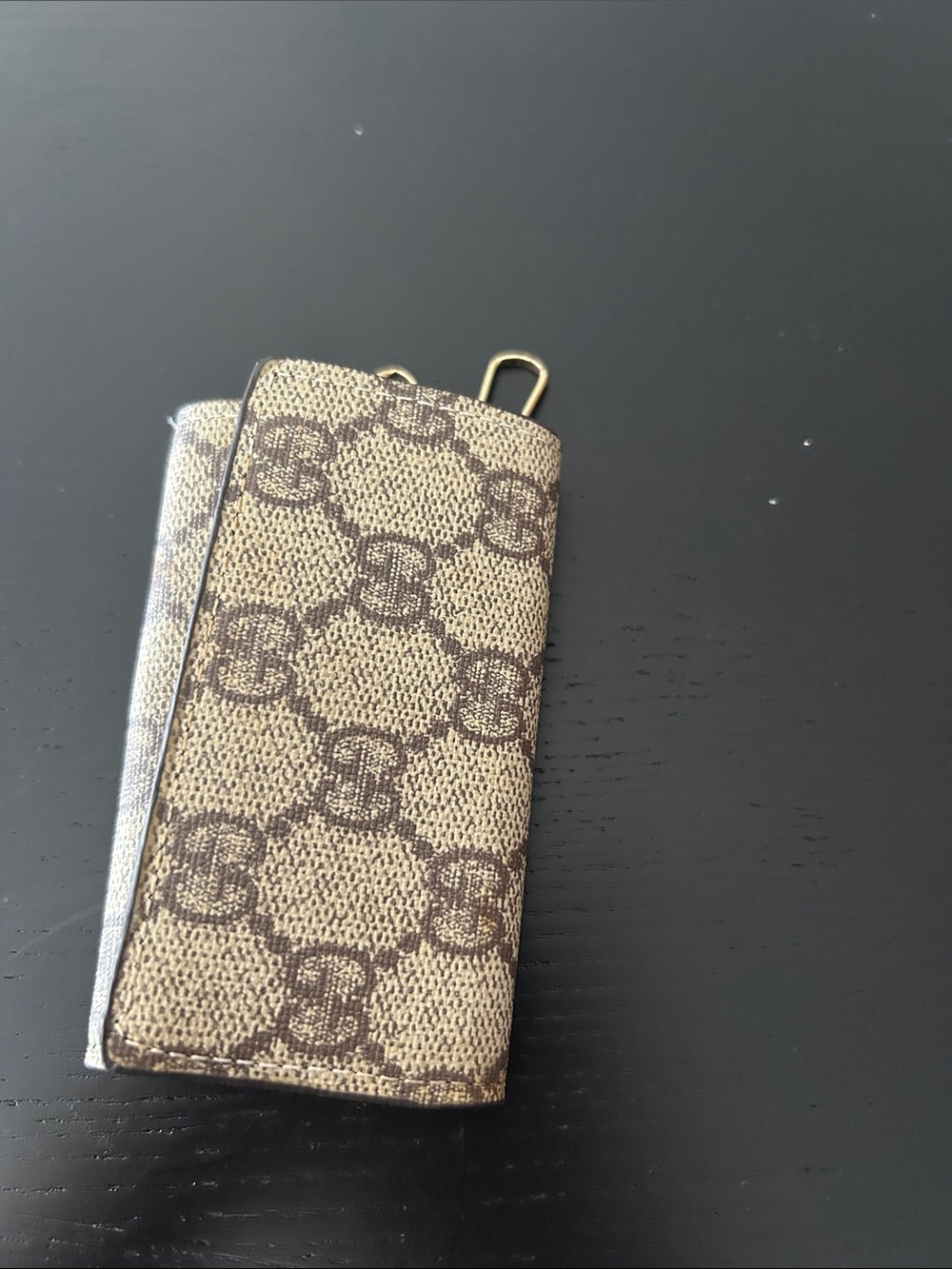 Gucci Beige/Brown Monogram Folding Key & Card Holder